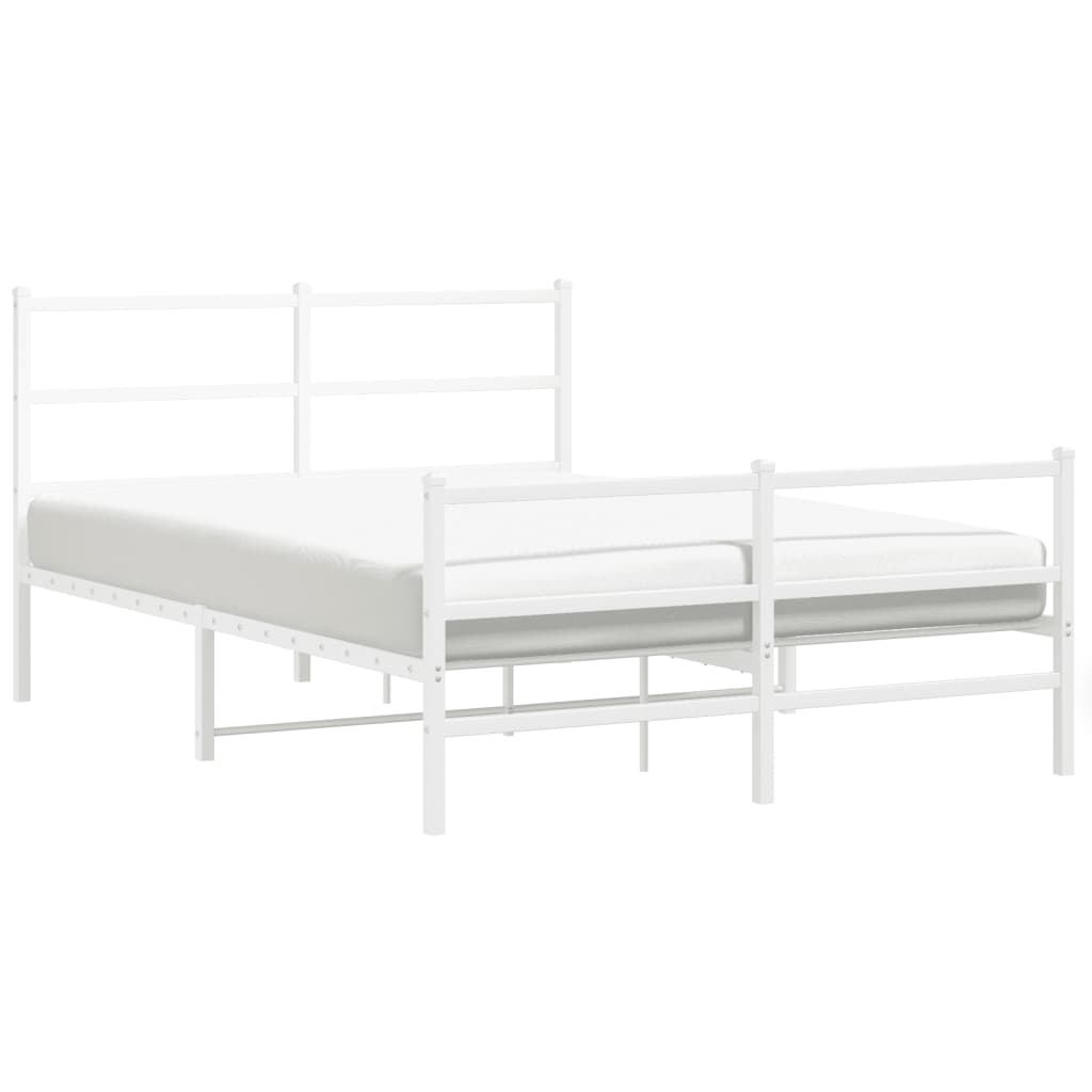 Estrutura de cama com cabeceira e pés 135x190 cm metal branco