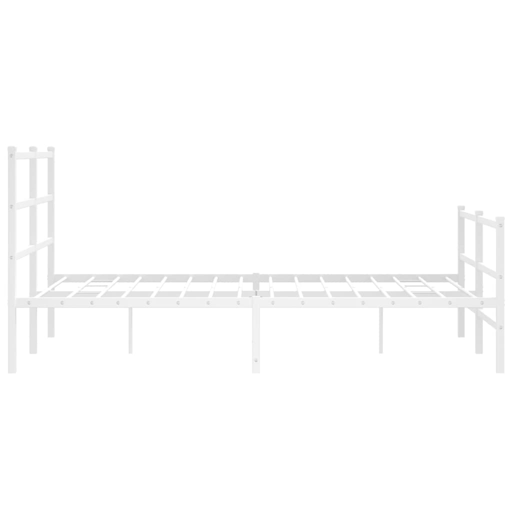 Estrutura de cama com cabeceira e pés 135x190 cm metal branco