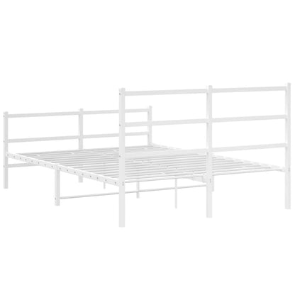 Estrutura de cama com cabeceira e pés 135x190 cm metal branco