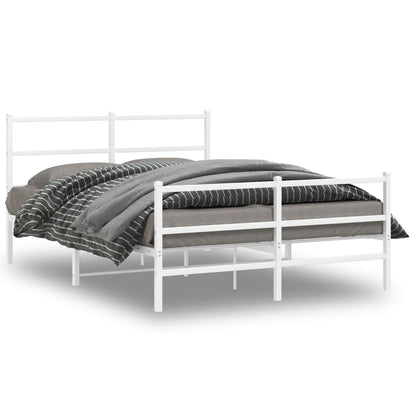 Estrutura de cama com cabeceira e pés 135x190 cm metal branco