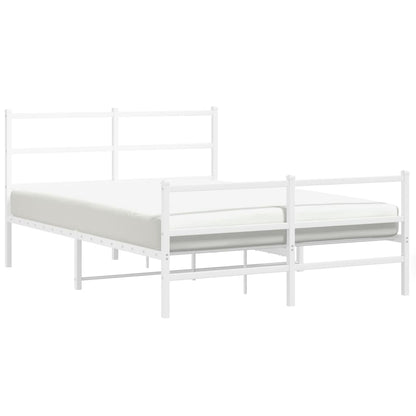 Estrutura de cama com cabeceira e pés 140x190 cm metal branco