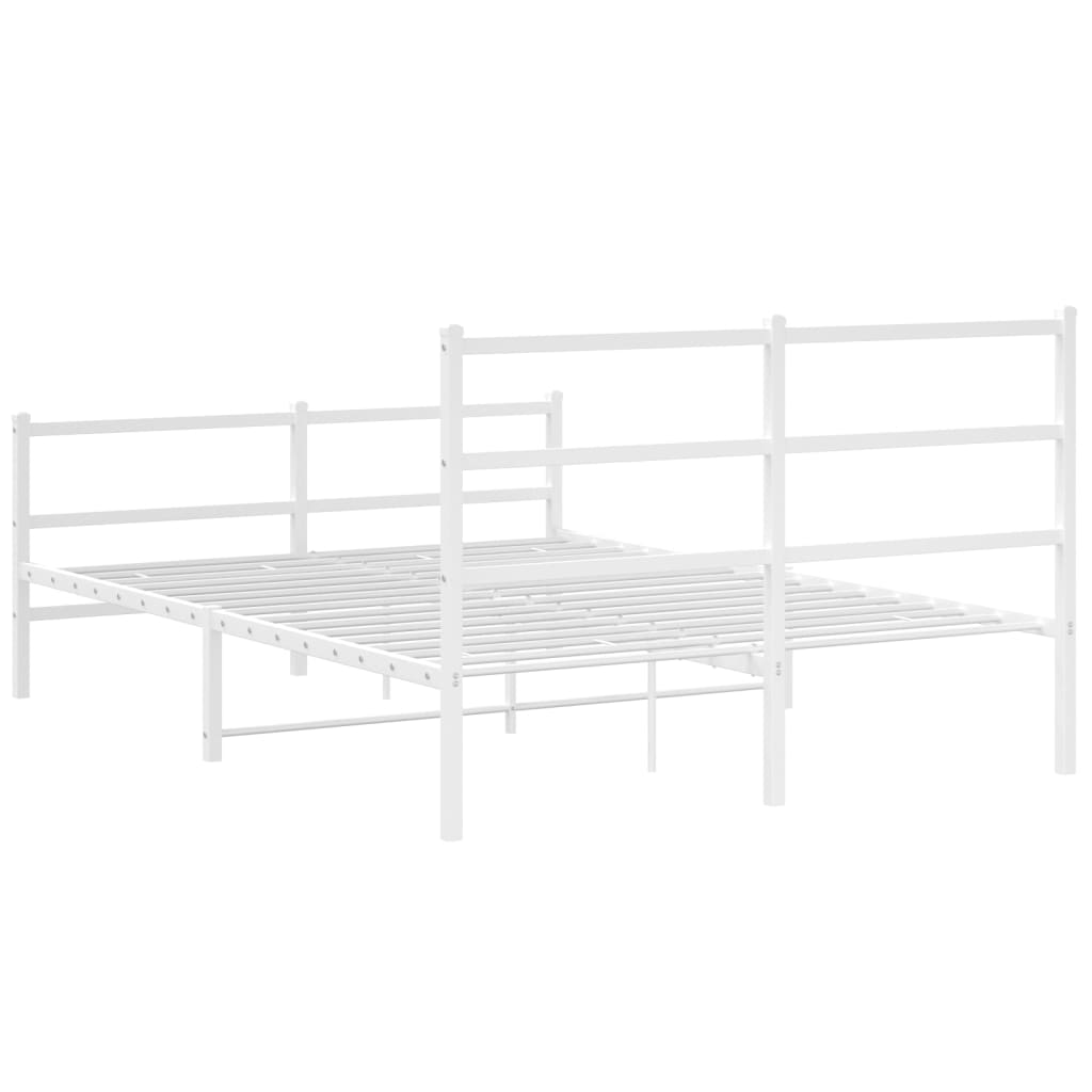 Estrutura de cama com cabeceira e pés 140x190 cm metal branco