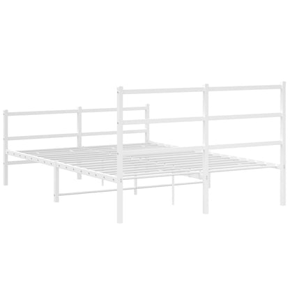 Estrutura de cama com cabeceira e pés 140x190 cm metal branco