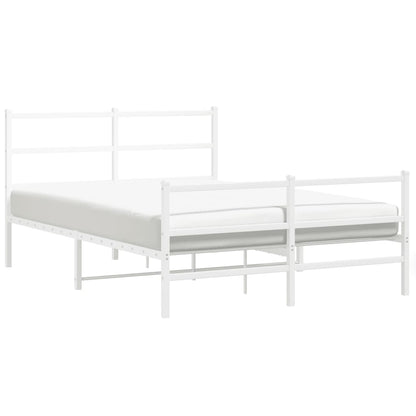 Estrutura de cama com cabeceira e pés 140x200 cm metal branco