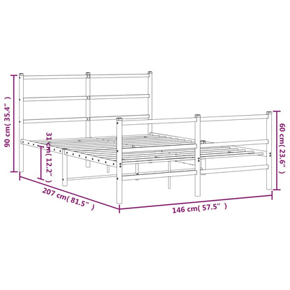 Estrutura de cama com cabeceira e pés 140x200 cm metal branco