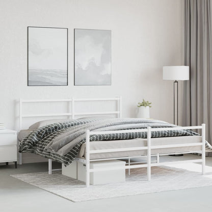 Estrutura de cama com cabeceira e pés 150x200 cm metal branco