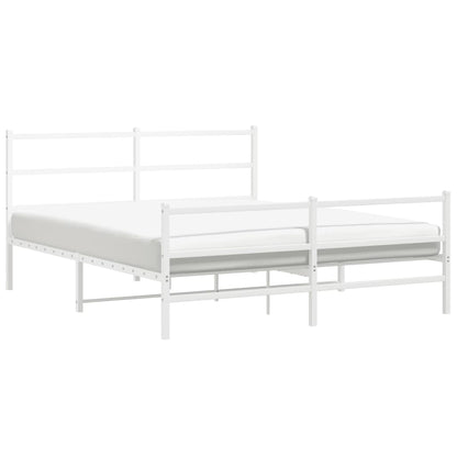 Estrutura de cama com cabeceira e pés 150x200 cm metal branco