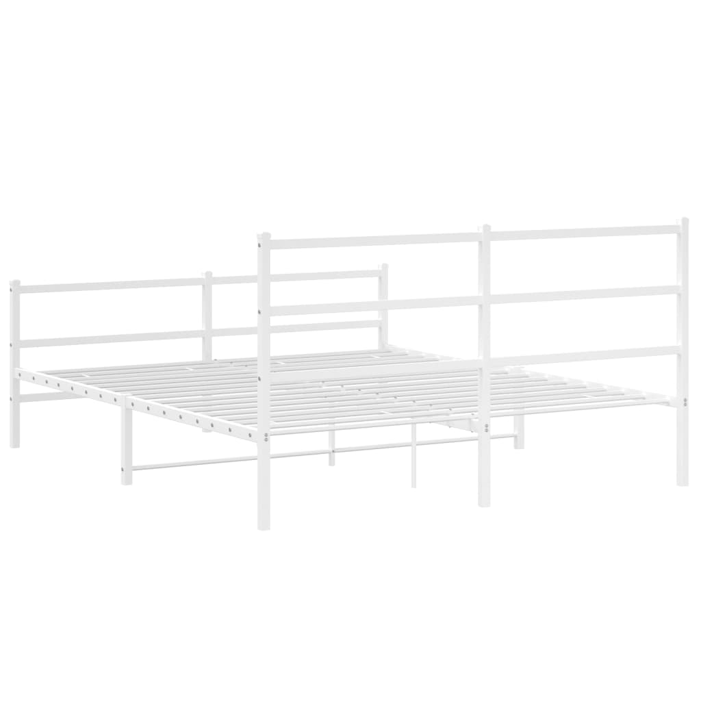 Estrutura de cama com cabeceira e pés 150x200 cm metal branco