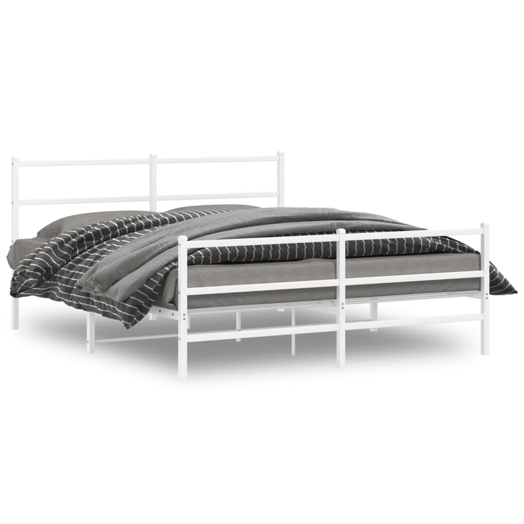 Estrutura de cama com cabeceira e pés 150x200 cm metal branco