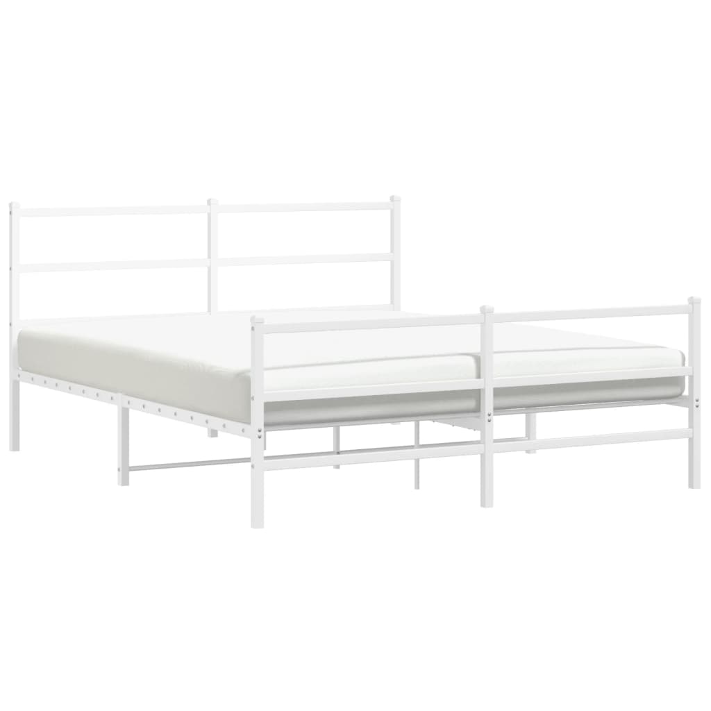 Estrutura de cama com cabeceira e pés 160x200 cm metal branco