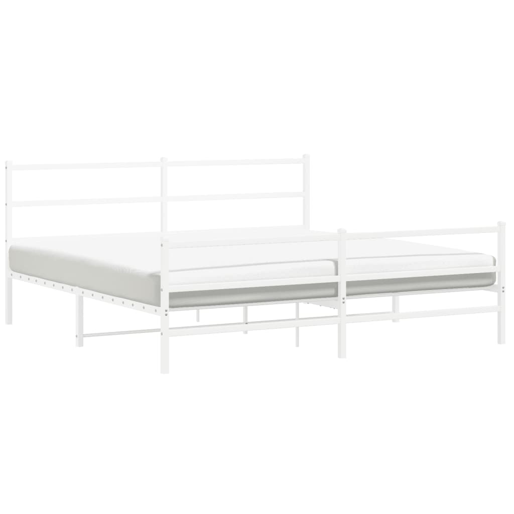 Estrutura de cama com cabeceira e pés 200x200 cm metal branco