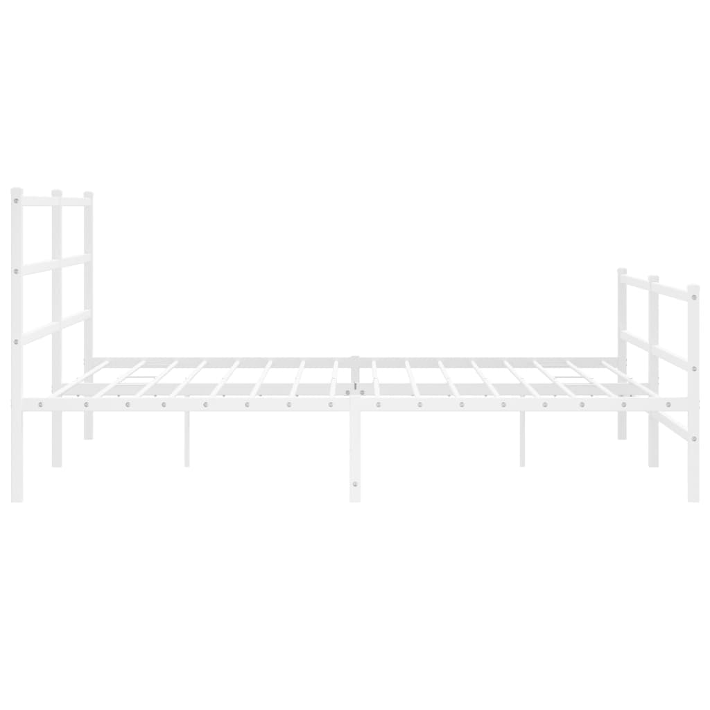 Estrutura de cama com cabeceira e pés 200x200 cm metal branco