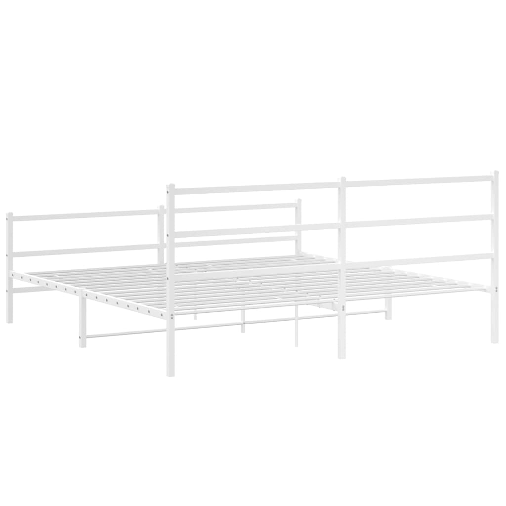 Estrutura de cama com cabeceira e pés 200x200 cm metal branco