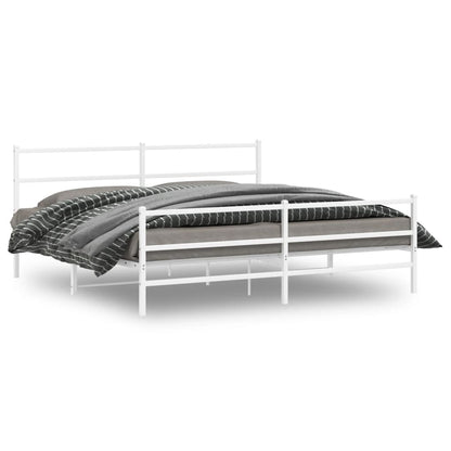 Estrutura de cama com cabeceira e pés 200x200 cm metal branco