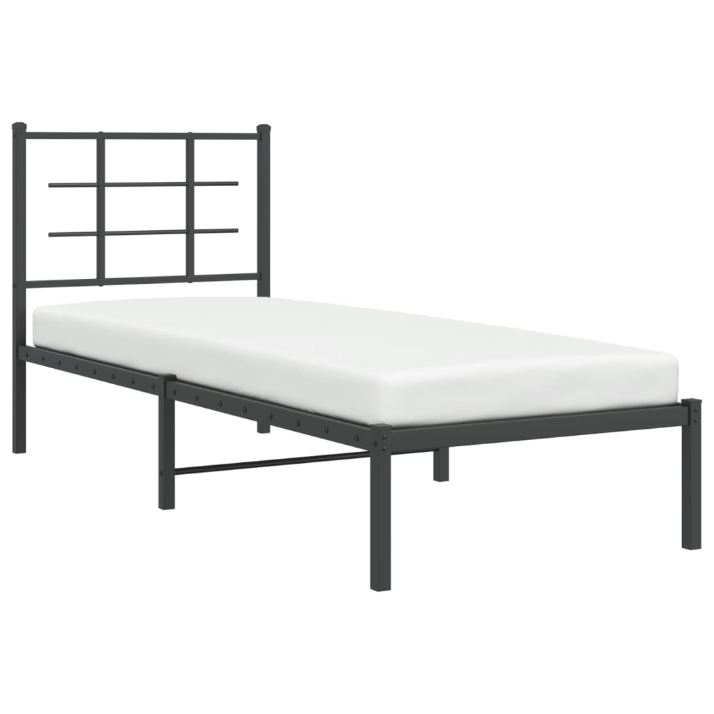 Estrutura de cama com cabeceira 75x190 cm metal preto