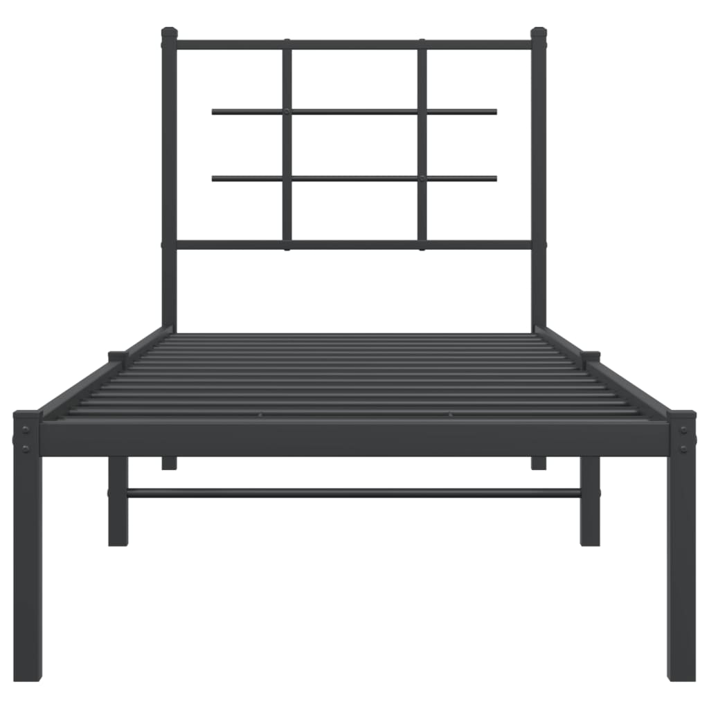 Estrutura de cama com cabeceira 75x190 cm metal preto