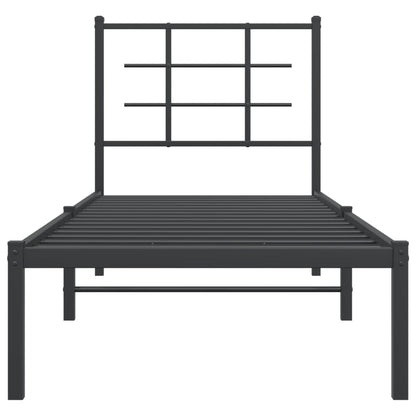 Estrutura de cama com cabeceira 75x190 cm metal preto