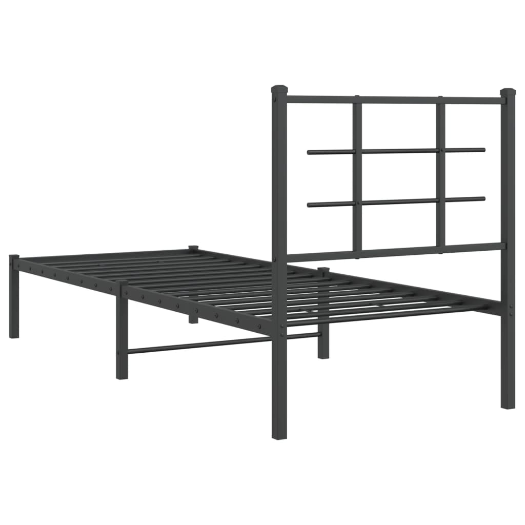 Estrutura de cama com cabeceira 75x190 cm metal preto