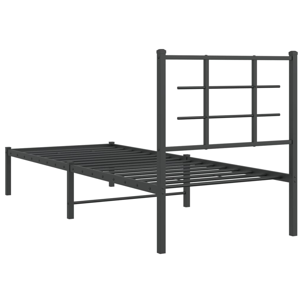 Estrutura de cama com cabeceira 80x200 cm metal preto