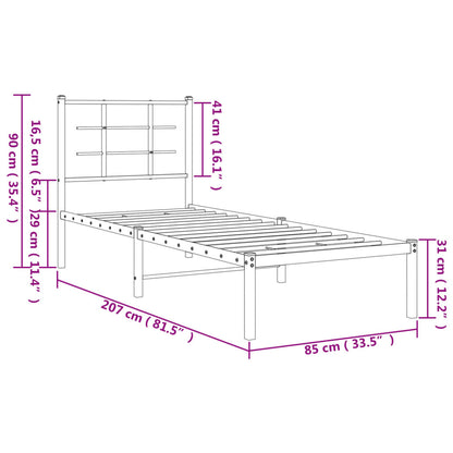 Estrutura de cama com cabeceira 80x200 cm metal preto