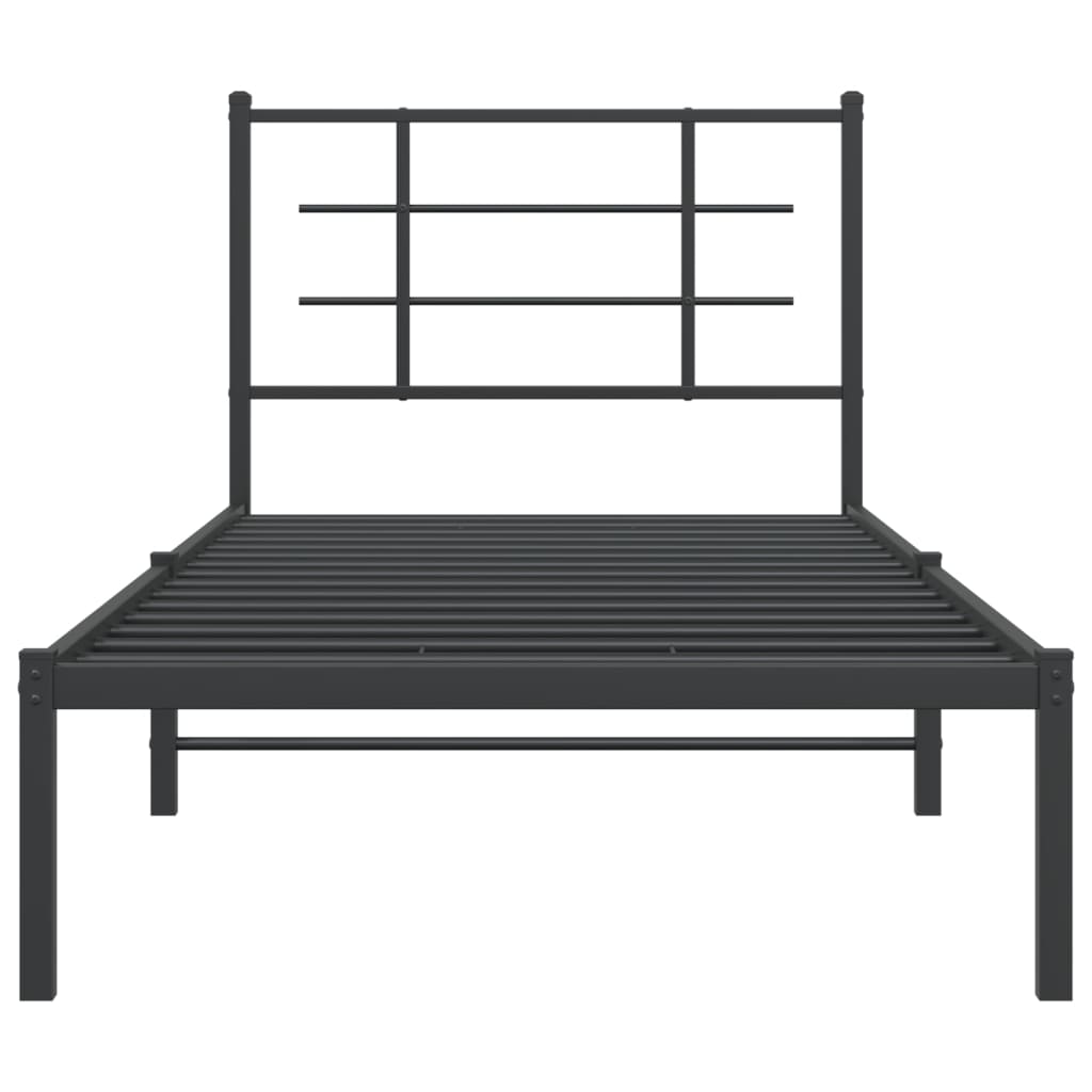 Estrutura de cama com cabeceira 90x200 cm metal preto