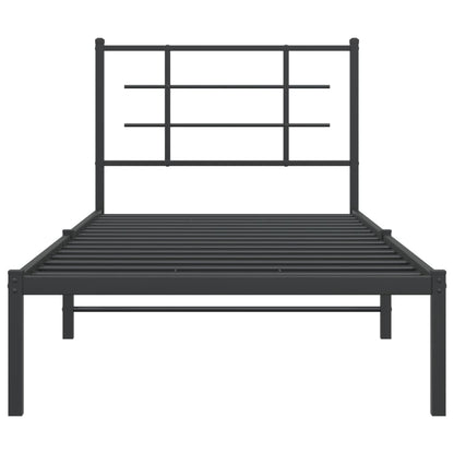 Estrutura de cama com cabeceira 90x200 cm metal preto