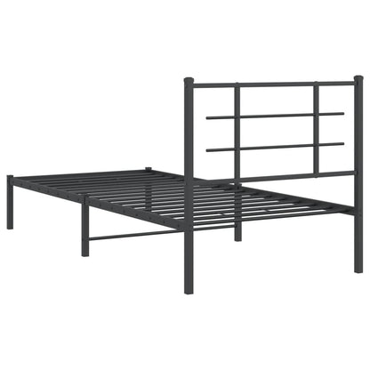 Estrutura de cama com cabeceira 90x200 cm metal preto