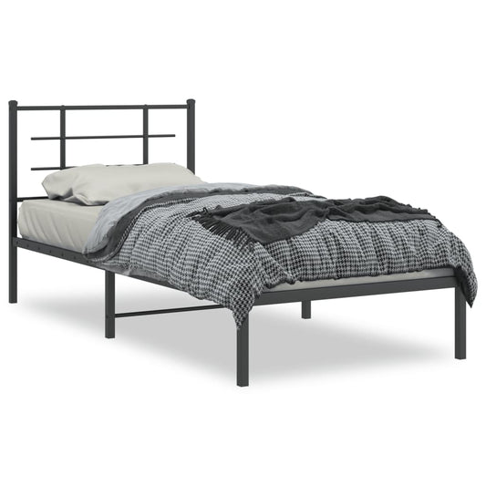 Estrutura de cama com cabeceira 90x200 cm metal preto