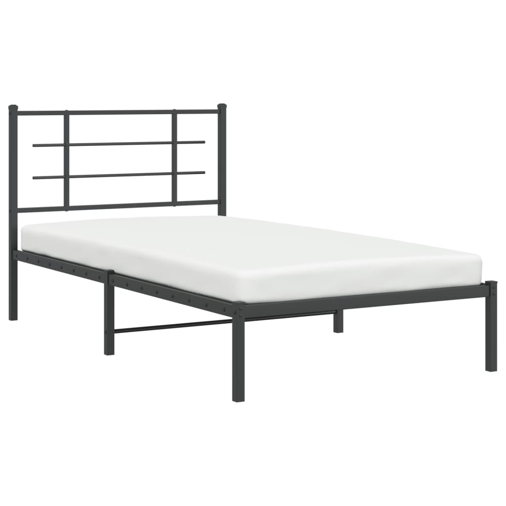 Estrutura de cama com cabeceira 100x190 cm metal preto