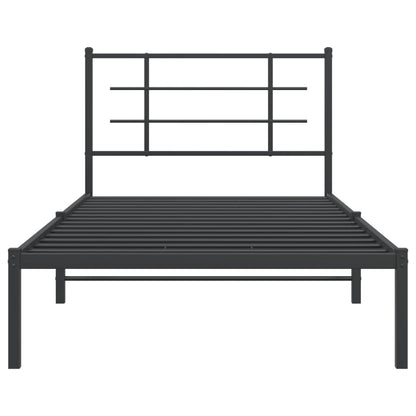 Estrutura de cama com cabeceira 100x190 cm metal preto