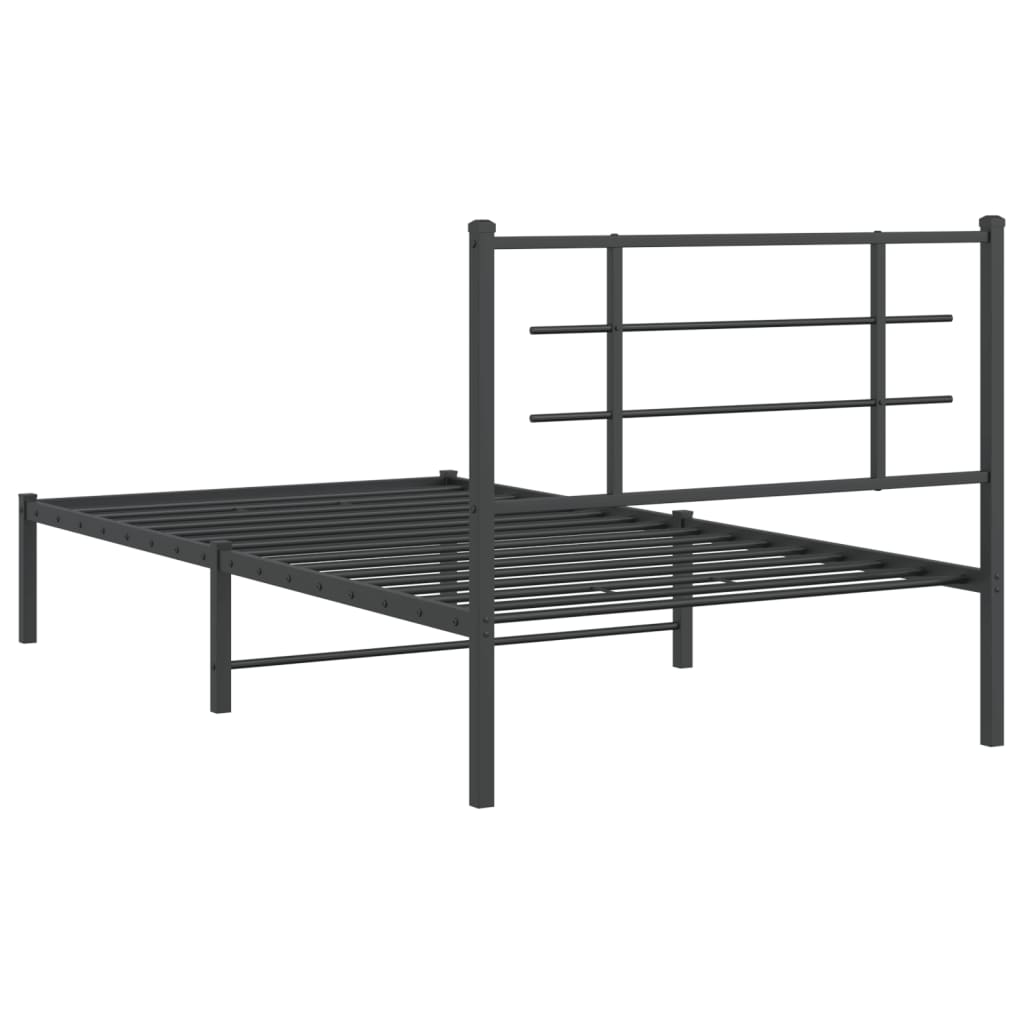 Estrutura de cama com cabeceira 100x190 cm metal preto