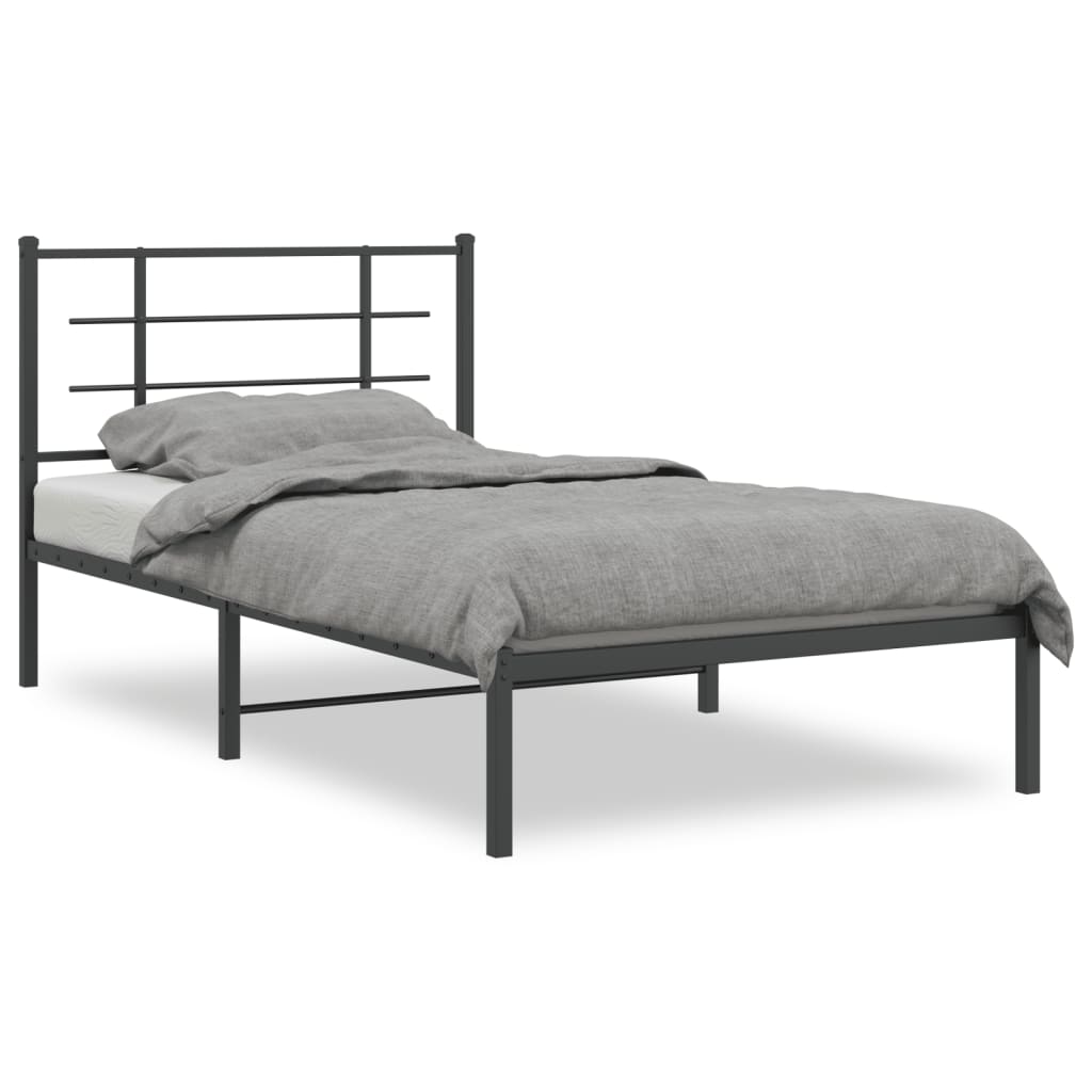 Estrutura de cama com cabeceira 100x190 cm metal preto