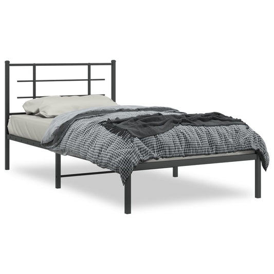 Estrutura de cama com cabeceira 100x200 cm metal preto