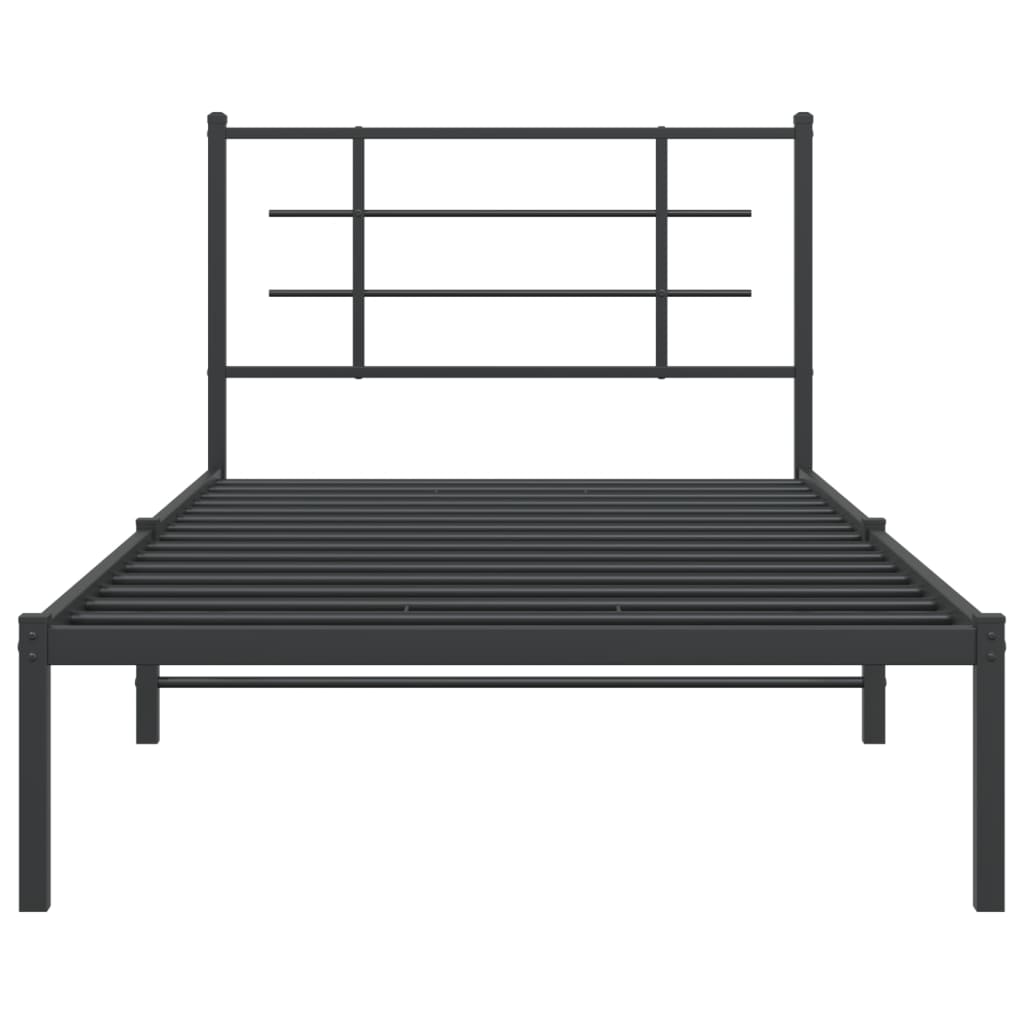 Estrutura de cama com cabeceira 107x203 cm metal preto