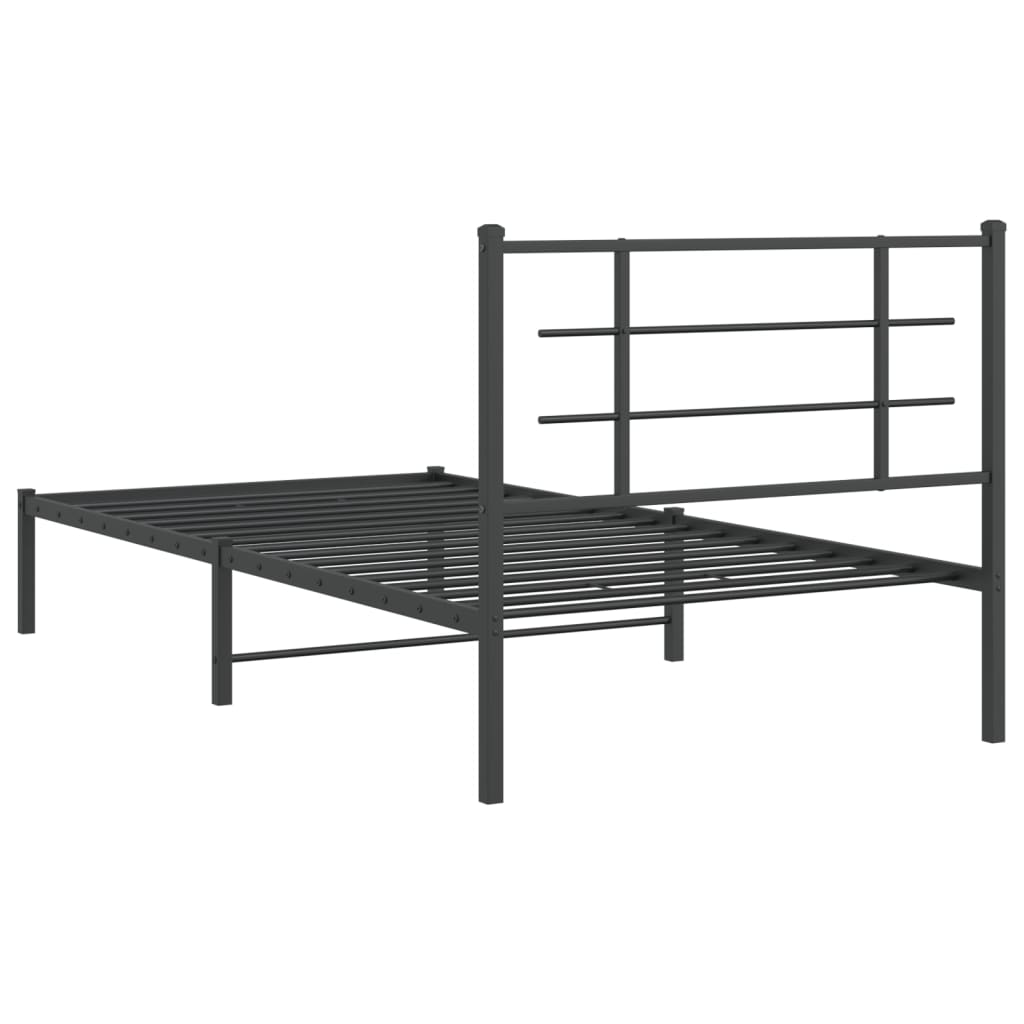 Estrutura de cama com cabeceira 107x203 cm metal preto