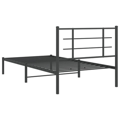 Estrutura de cama com cabeceira 107x203 cm metal preto