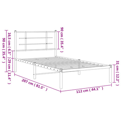 Estrutura de cama com cabeceira 107x203 cm metal preto