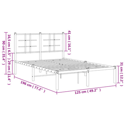 Estrutura de cama com cabeceira 120x190 cm metal preto