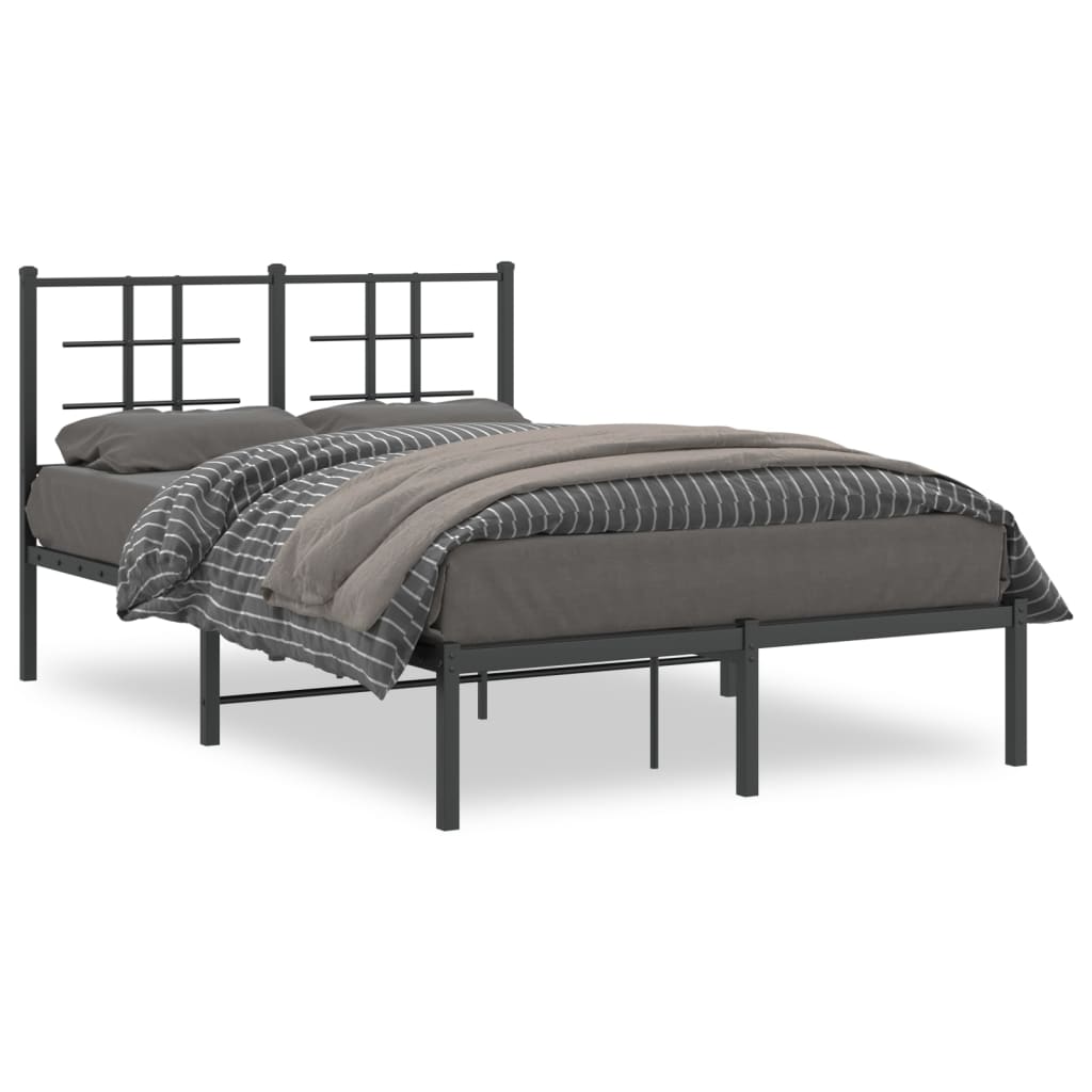 Estrutura de cama com cabeceira 120x190 cm metal preto