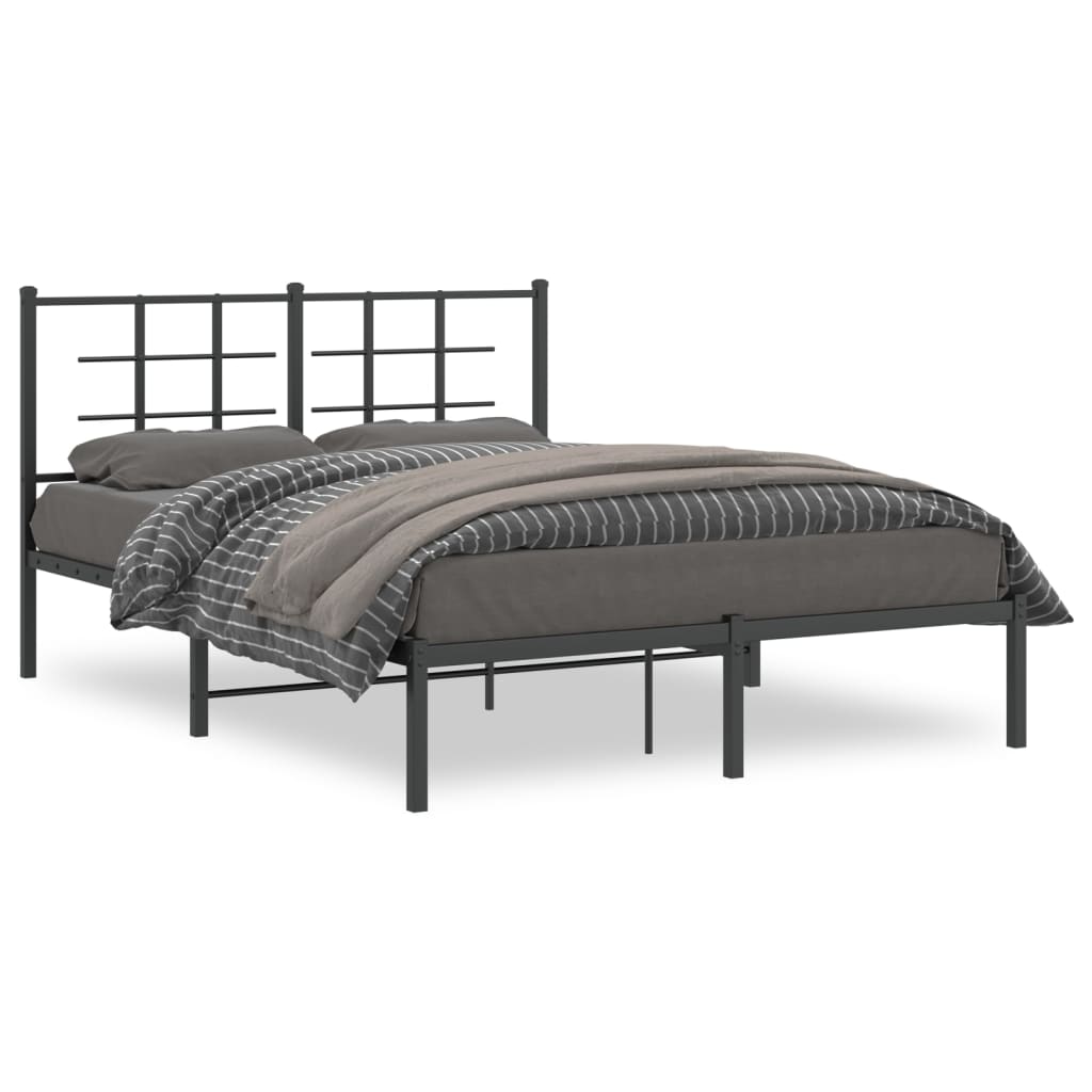 Estrutura de cama com cabeceira 135x190 cm metal preto