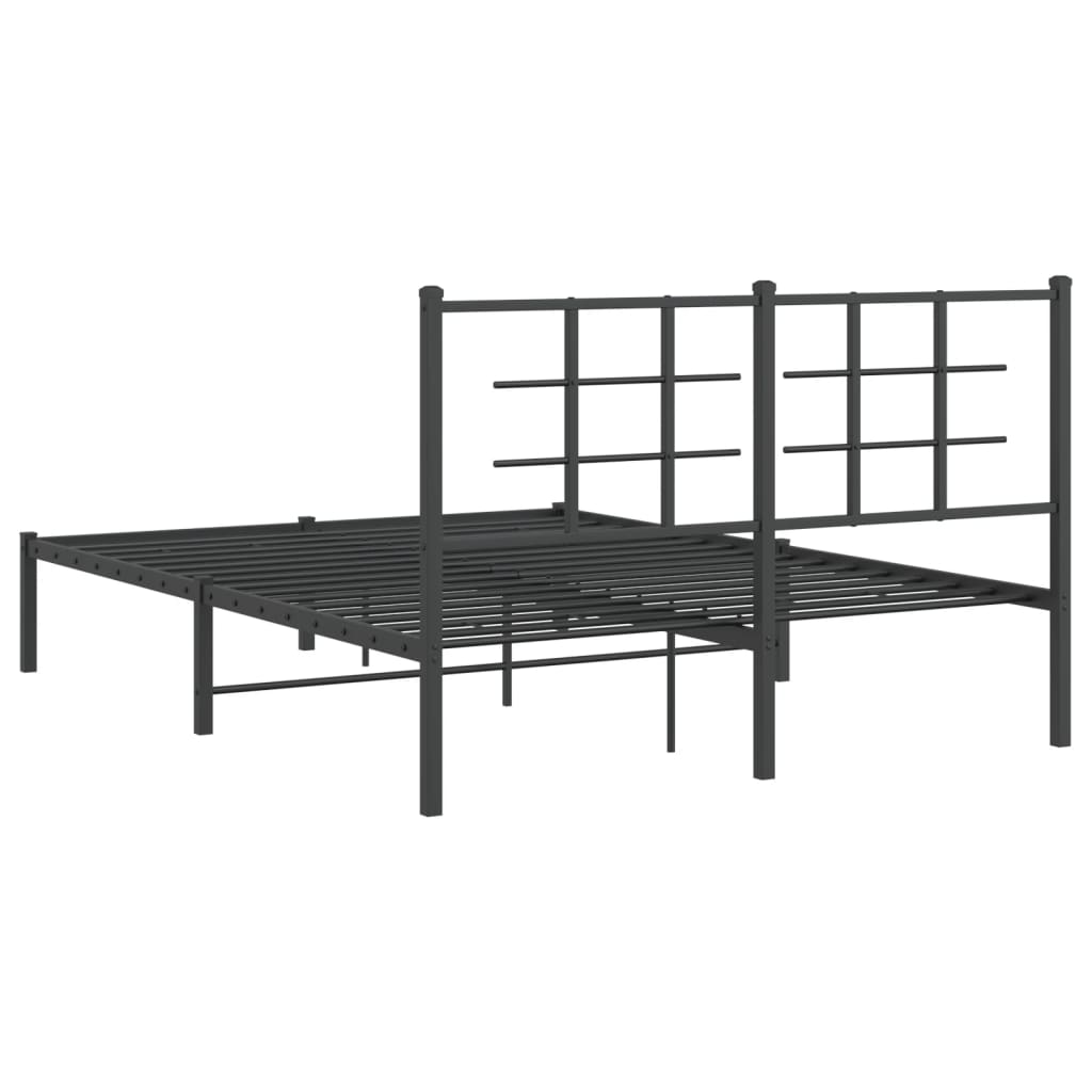 Estrutura de cama com cabeceira 140x190 cm metal preto