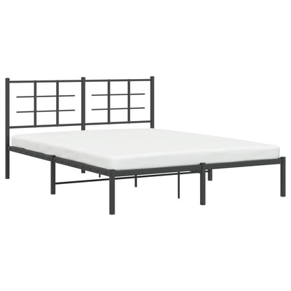 Estrutura de cama em metal com cabeceira 150x200 cm preto