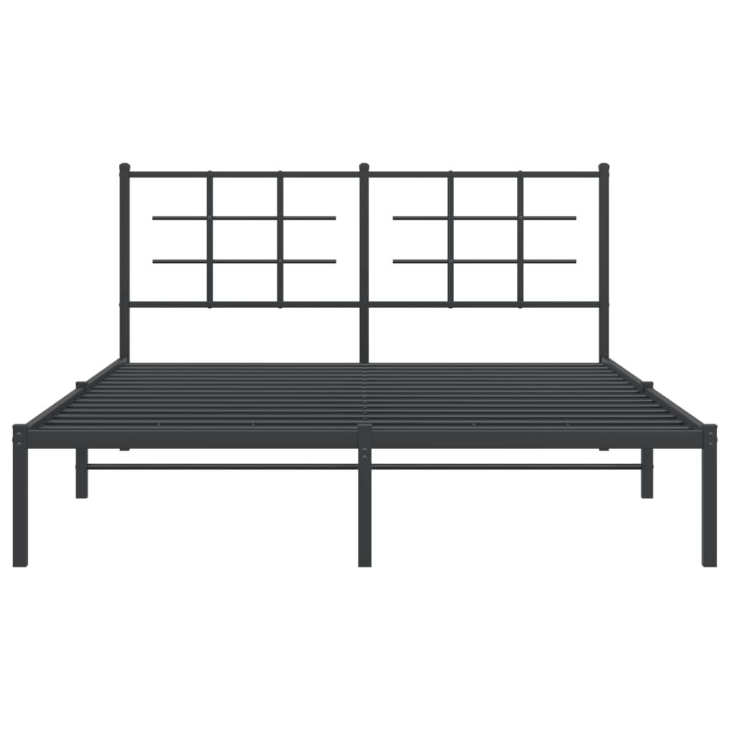 Estrutura de cama em metal com cabeceira 150x200 cm preto