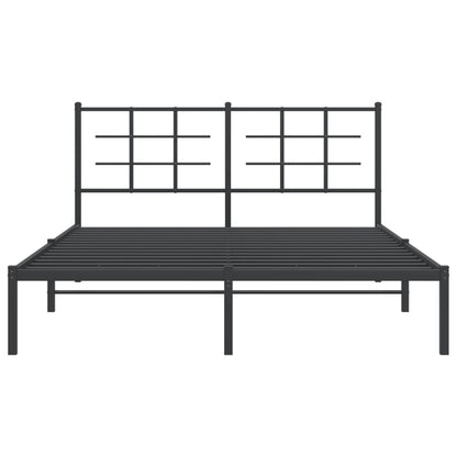 Estrutura de cama em metal com cabeceira 150x200 cm preto