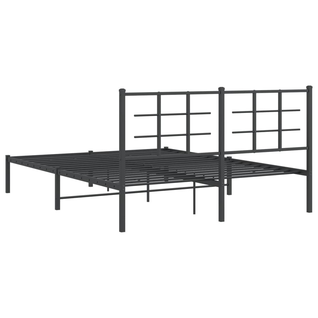 Estrutura de cama em metal com cabeceira 150x200 cm preto