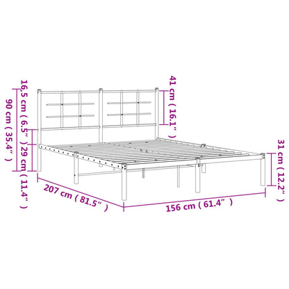 Estrutura de cama em metal com cabeceira 150x200 cm preto