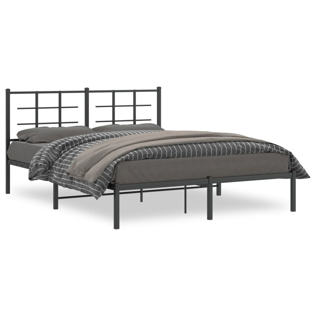 Estrutura de cama em metal com cabeceira 150x200 cm preto