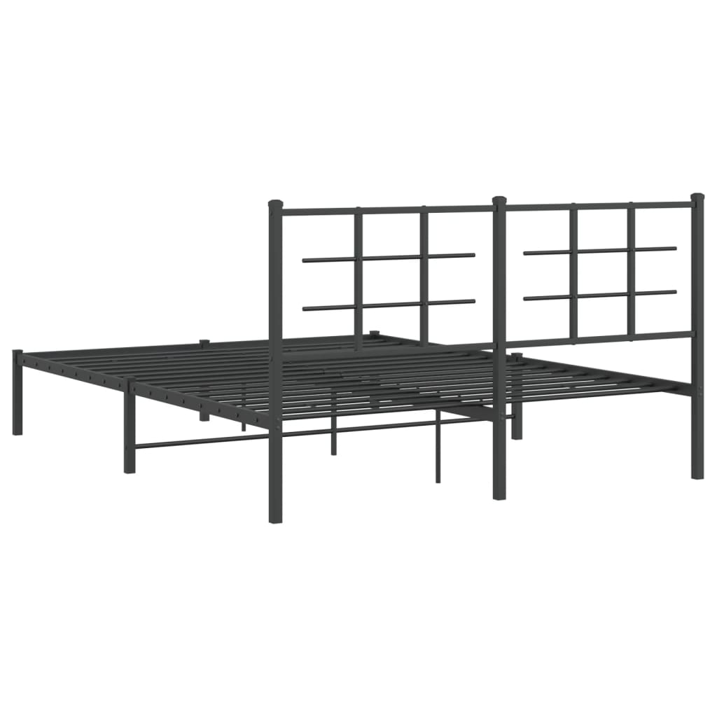 Estrutura de cama com cabeceira 160x200 cm metal preto