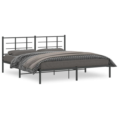 Estrutura de cama em metal com cabeceira 180x200 cm preto