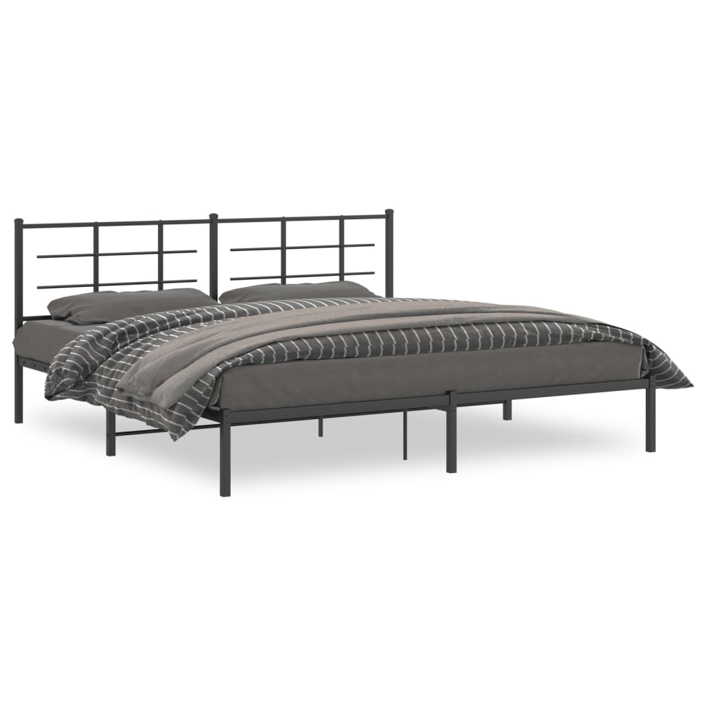 Estrutura de cama com cabeceira 193x203 cm metal preto